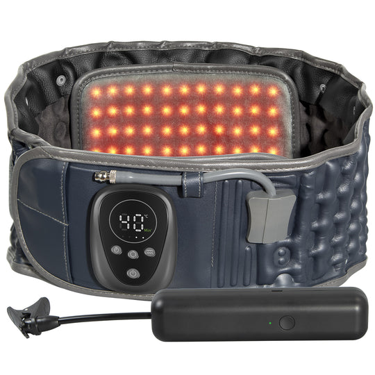 Red Light Heating Decompression Belt with Electric Pump for Lower Back Pain, Cordless Heated Back Brace Inflatable Lumbar Support, One Size Fits 29-49 Waist