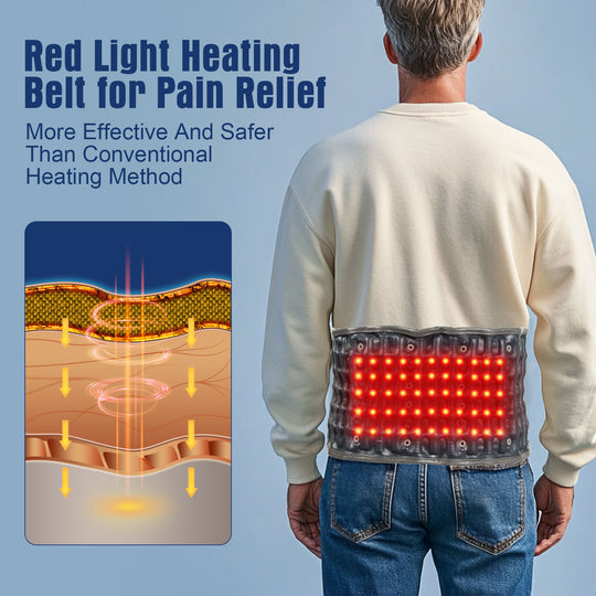 Red Light Heating Decompression Belt with Electric Pump for Lower Back Pain, Cordless Heated Back Brace Inflatable Lumbar Support, One Size Fits 29-49 Waist