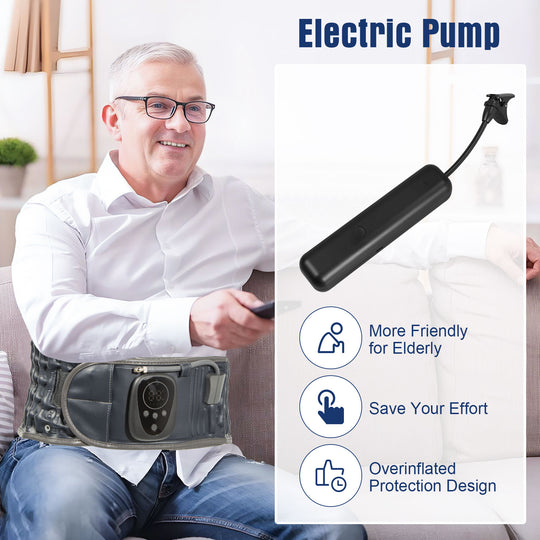 Red Light Heating Decompression Belt with Electric Pump for Lower Back Pain, Cordless Heated Back Brace Inflatable Lumbar Support, One Size Fits 29-49 Waist