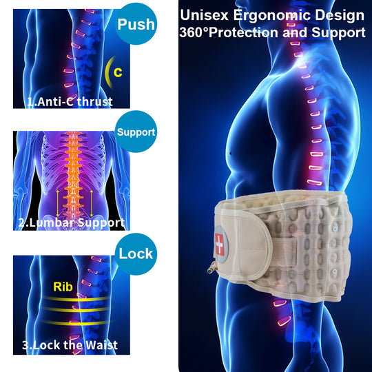 Decompression Back Belt Waist Brace Spinal for Lower Back Pain Relief - Lumbar Air Traction Device for Adult, Lumbar Decompression Belt One Size Fits 29-49 Waist