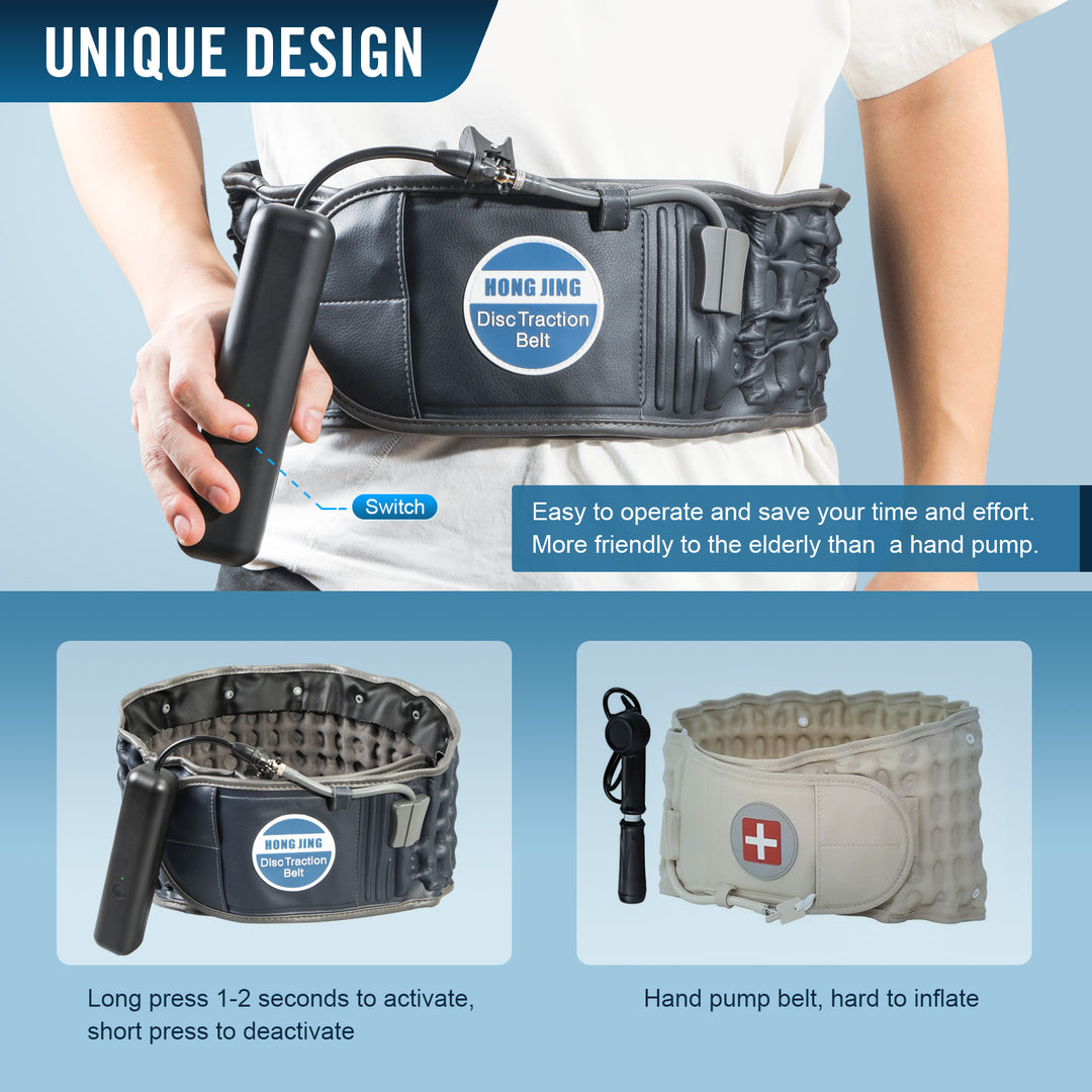 HONGJING Decompression Back Belt with Electric Pump for Lumbar Support, One Size Fits 29-49 inches