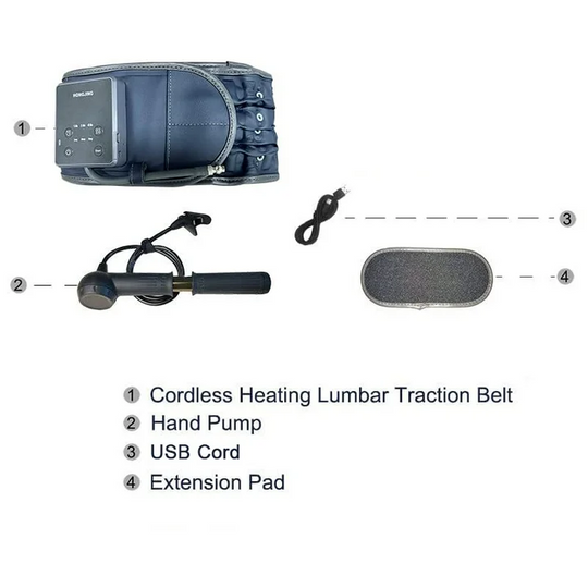HONGJING Cordless Heated Decompression Back Brace Belt for Lower Back Pain Relief, One Size Fits 29-49 Waist