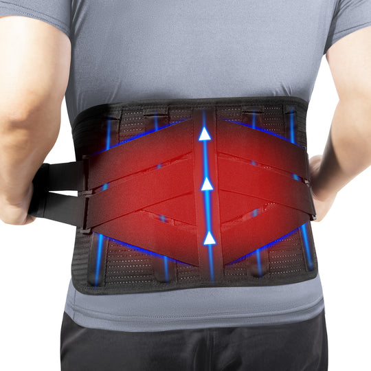 HONGJING Heated Back Brace for Lower Back Pain Relief | Rechargeable Lumbar Support Belt with Heat