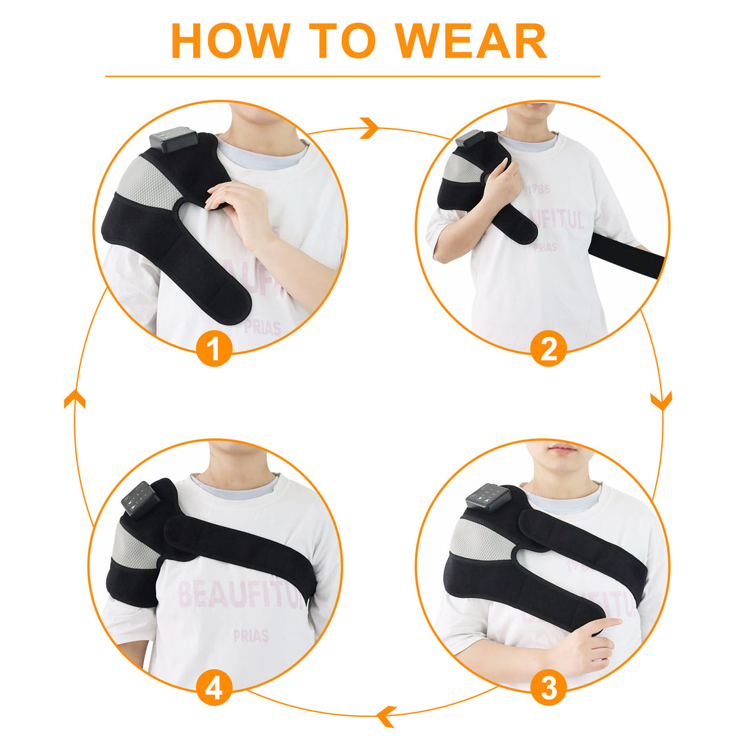 HONGJING Cordless Heated Knee Massager, 3-in-1 Knee Shoulder Elbow Heating Massage Wrap for Pain Relief & Relaxation