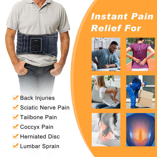 HONGJING Massage Decompression Belt with Heat for Instant Back Pain Relief, One Size Fits 29-49 Waist
