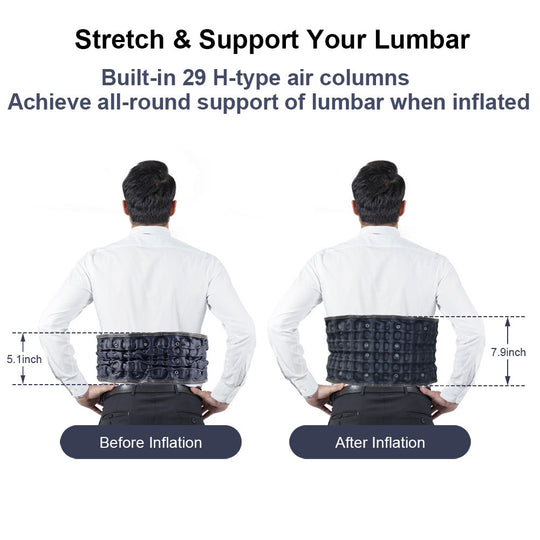 HONGJING Cordless Heated Decompression Back Brace Belt for Lower Back Pain Relief, One Size Fits 29-49 Waist
