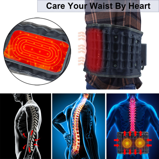 HONGJING Cordless Heated Decompression Back Brace Belt for Lower Back Pain Relief, One Size Fits 29-49 Waist