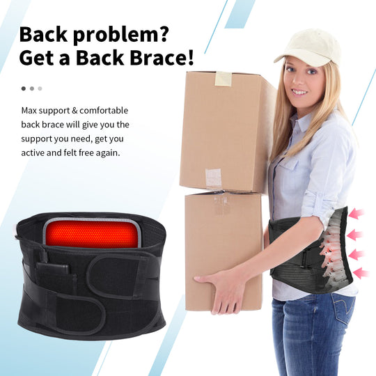 HONGJING Heated Back Brace for Lower Back Pain Relief | Rechargeable Lumbar Support Belt with Heat
