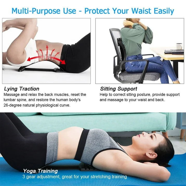 HONGJING Spine Deck Back Stretcher, 3 Level Adjustable Cracking Board for LumbarPain Relief and Muscle Relaxation