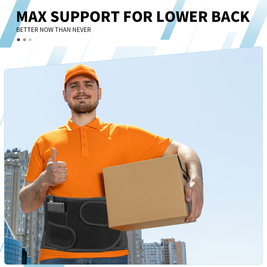 HONGJING Heated Back Brace for Lower Back Pain Relief | Rechargeable Lumbar Support Belt with Heat