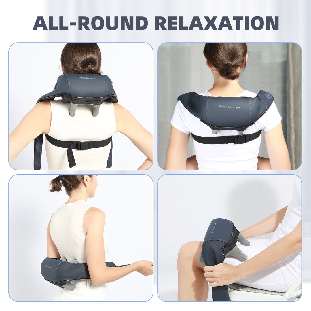 HONGJING Neck and Shoulder Shiatsu Massager with Infrared for Pain Relief, Cordless Deep Tissue 4D Kneading Massager for Neck, Shoulder Relaxation