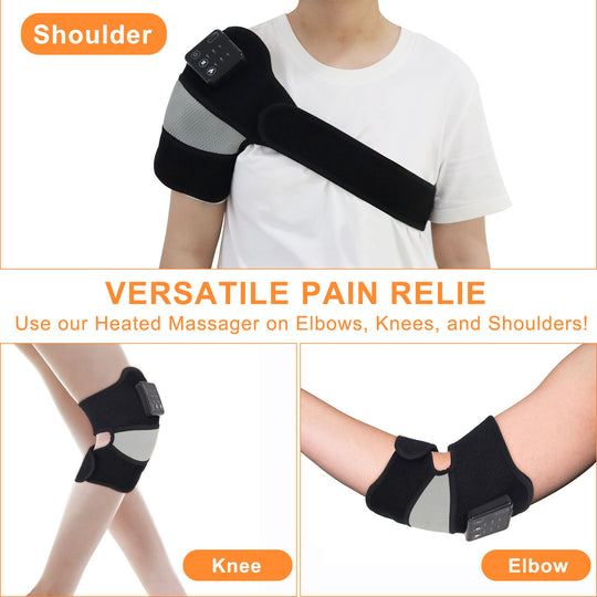 HONGJING Cordless Heated Knee Massager, 3-in-1 Knee Shoulder Elbow Heating Massage Wrap for Pain Relief & Relaxation