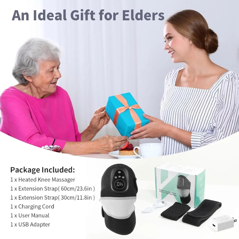 HONGJING Cordless Knee Massager with Red Light Heating-3 in 1 Knee Shoulder Elbow
