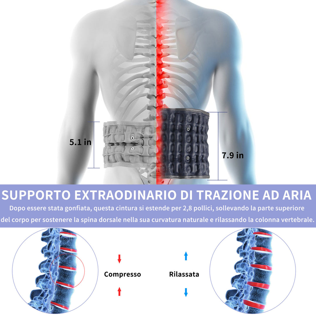 Back Pain Belt Inflatable Lumbar Support for Lower Back Pain Relief Decompression Belt Spinal Traction Device, One Size Fits 29-49 Waist