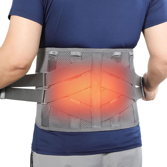 Heated Back Brace for Lower Back Pain Relief, HONGJING Compression Back Brace with Heating Pad