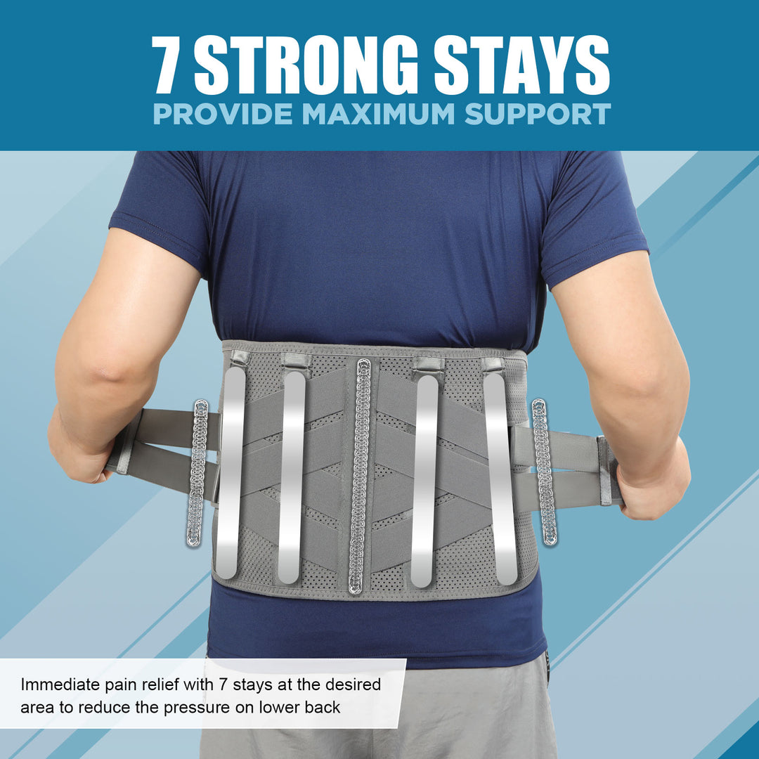 Heated Back Brace for Lower Back Pain Relief, HONGJING Compression Back Brace with Heating Pad