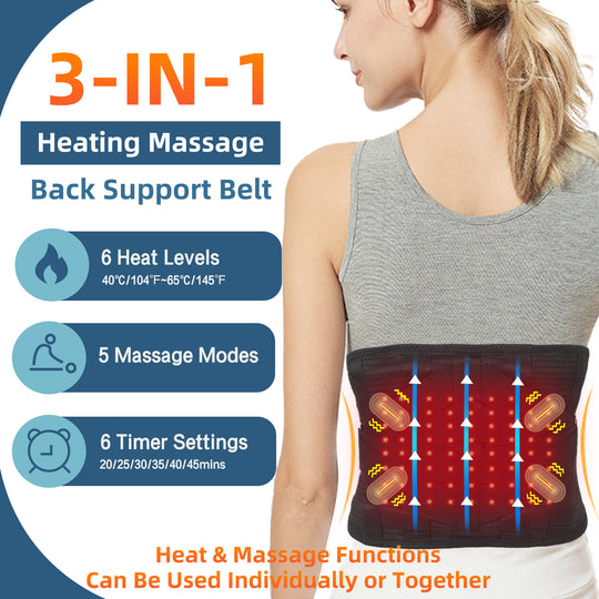 HONGJING Red Light Heating Back Brace, Rechargeable Massager Belt for Lower Back Pain Relief
