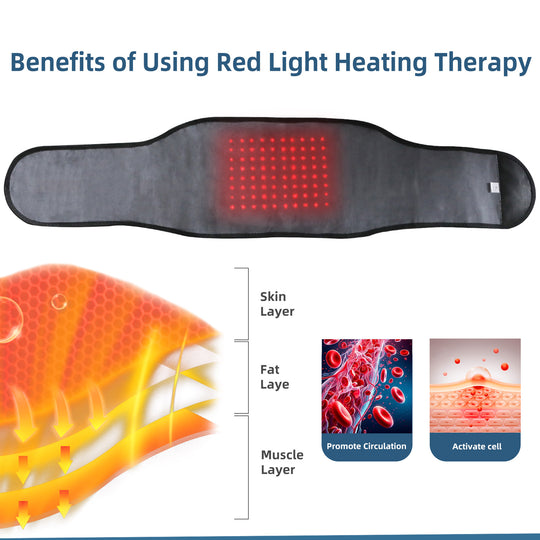 HONGJING Red Light Heating Back Brace, Rechargeable Massager Belt for Lower Back Pain Relief