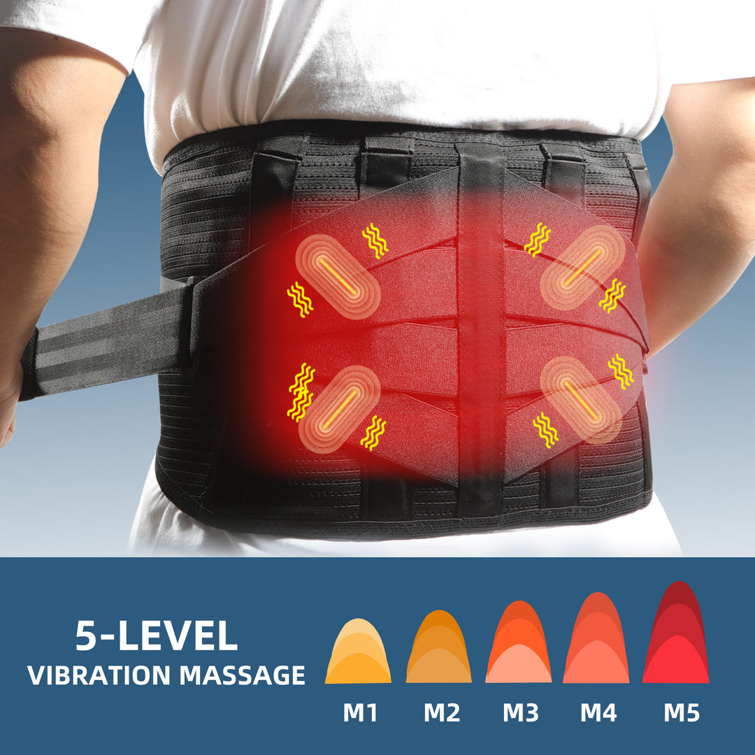 HONGJING Red Light Heating Back Brace, Rechargeable Massager Belt for Lower Back Pain Relief