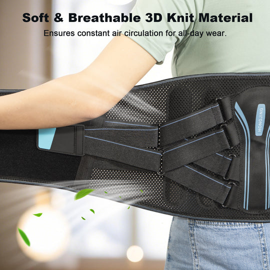 Back Brace for Lower Back Pain Relief – Ergonomic Lumbar Support Belt with Bionic Spine Design, 7 Stays, Dual Compression Straps, Breathable for Men & Women