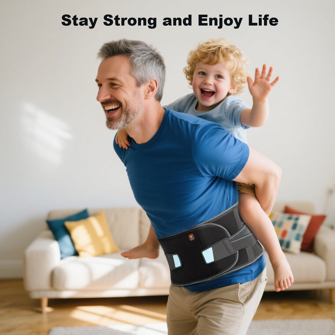 Back Brace for Lower Back Pain Relief – Ergonomic Lumbar Support Belt with Bionic Spine Design, 7 Stays, Dual Compression Straps, Breathable for Men & Women